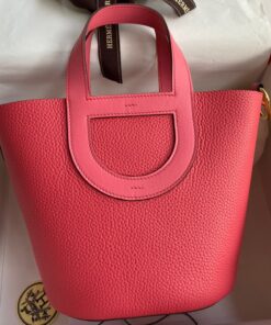 Replica Hermes In The Loop 18 Handmade Bag in Rose Lipstick Clemence Leatherther