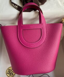 Replica Hermes In The Loop 18 Handmade Bag in Rose Purple Clemence Leatherther