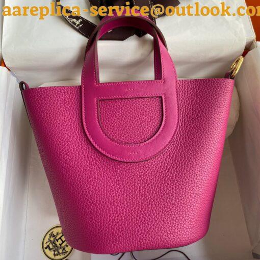 Replica Hermes In The Loop 18 Handmade Bag in Rose Purple Clemence Leatherther