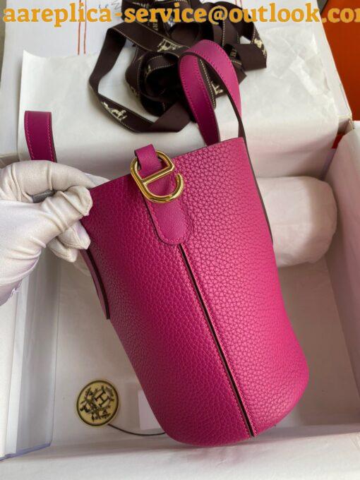 Replica Hermes In The Loop 18 Handmade Bag in Rose Purple Clemence Leatherther 3