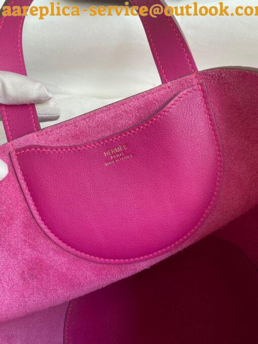 Replica Hermes In The Loop 18 Handmade Bag in Rose Purple Clemence Leatherther 5