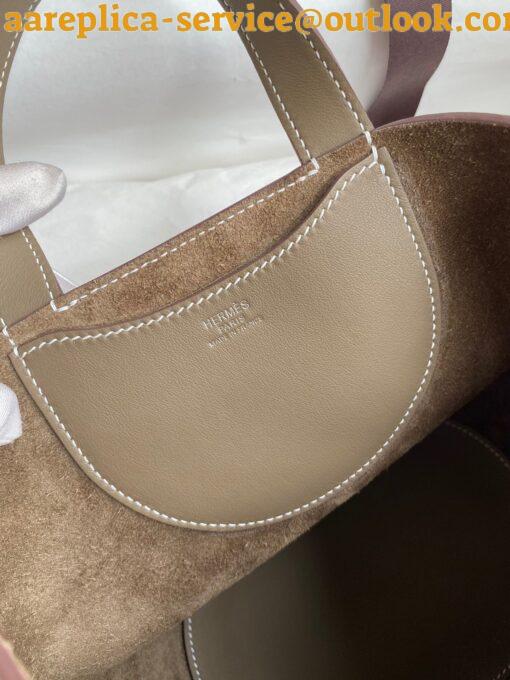 Replica Hermes In The Loop 18 Handmade Bag in Taupe Clemence Leatherther 6