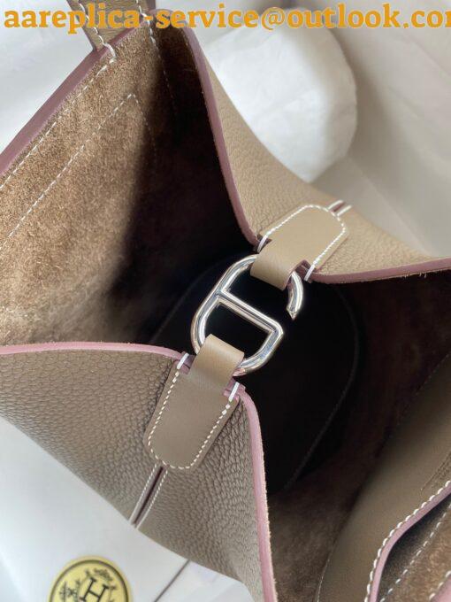 Replica Hermes In The Loop 18 Handmade Bag in Taupe Clemence Leatherther 9