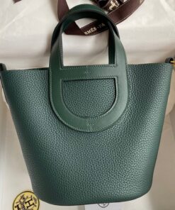 Replica Hermes In The Loop 18 Handmade Bag in Vert Cypres Clemence Leather