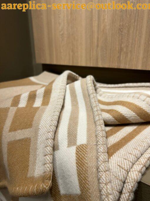 Replica Hermes Ithaque Blanket in Beige Wool and Cashmere 4