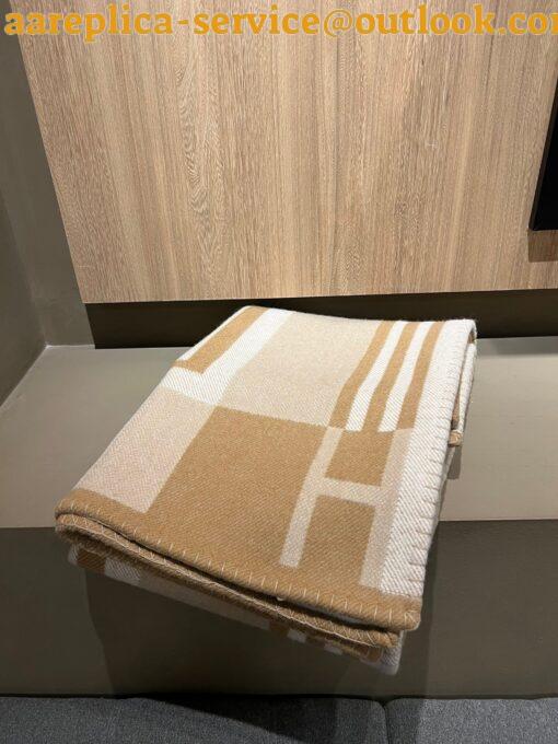 Replica Hermes Ithaque Blanket in Beige Wool and Cashmere 5