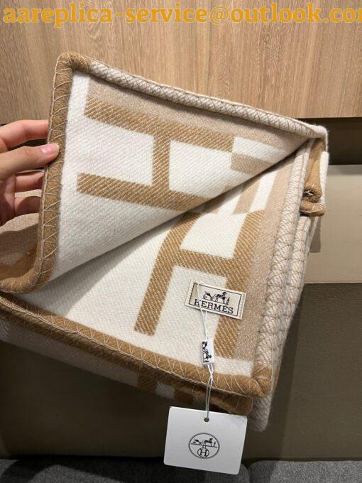 Replica Hermes Ithaque Blanket in Beige Wool and Cashmere 7