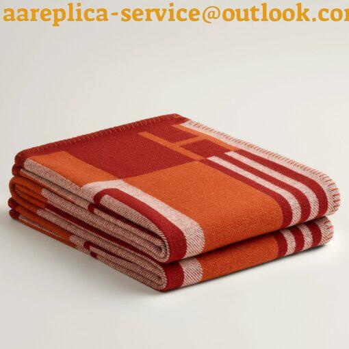 Replica Hermes Ithaque Blanket in Cuivre Wool and Cashmere 3