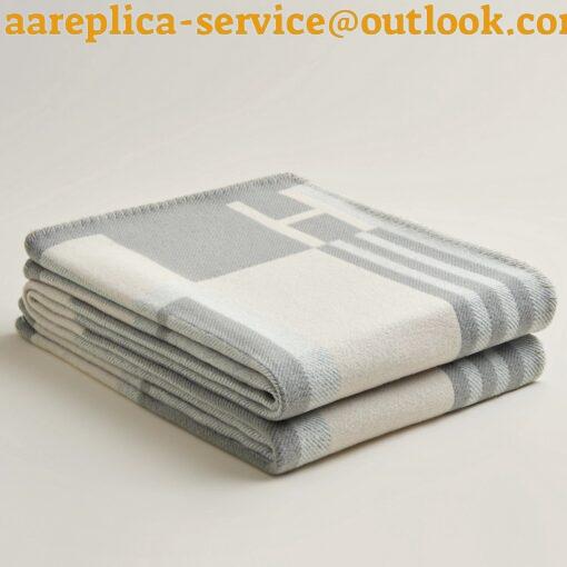 Replica Hermes Ithaque Blanket in Grey Wool and Cashmere 3