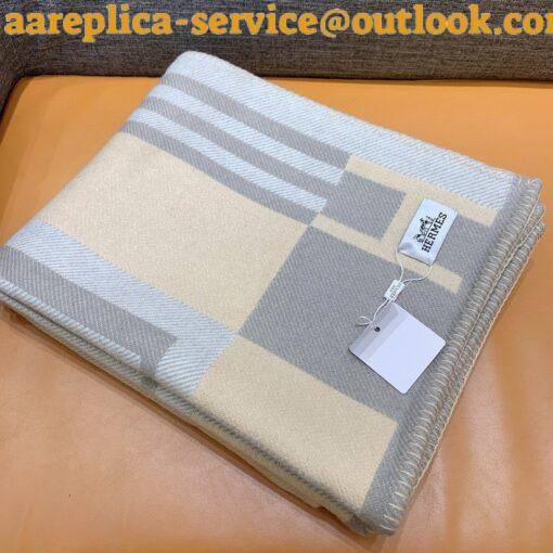 Replica Hermes Ithaque Blanket in Grey Wool and Cashmere 5