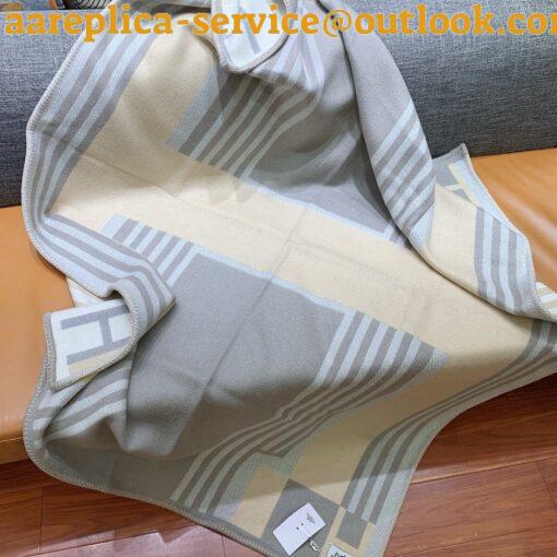 Replica Hermes Ithaque Blanket in Grey Wool and Cashmere 6