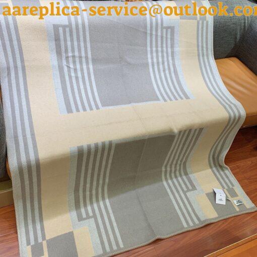 Replica Hermes Ithaque Blanket in Grey Wool and Cashmere 7