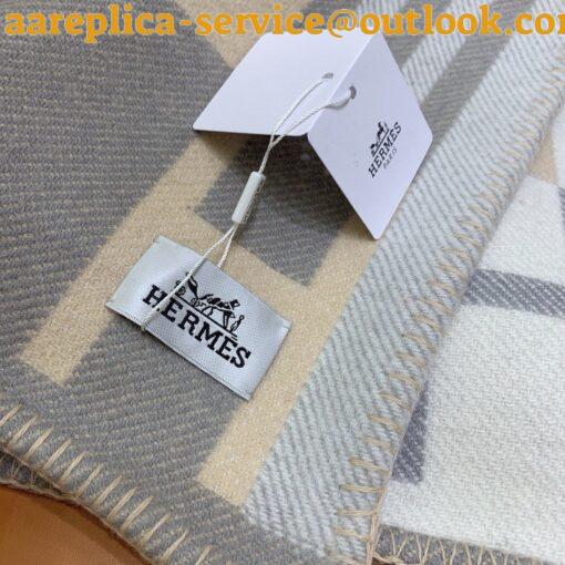 Replica Hermes Ithaque Blanket in Grey Wool and Cashmere 8