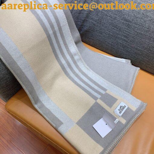 Replica Hermes Ithaque Blanket in Grey Wool and Cashmere 9