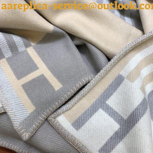 Replica Hermes Ithaque Blanket in Grey Wool and Cashmere 10