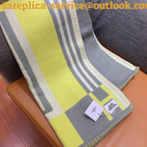 Replica Hermes Ithaque Blanket in Tilleul Wool and Cashmere 6