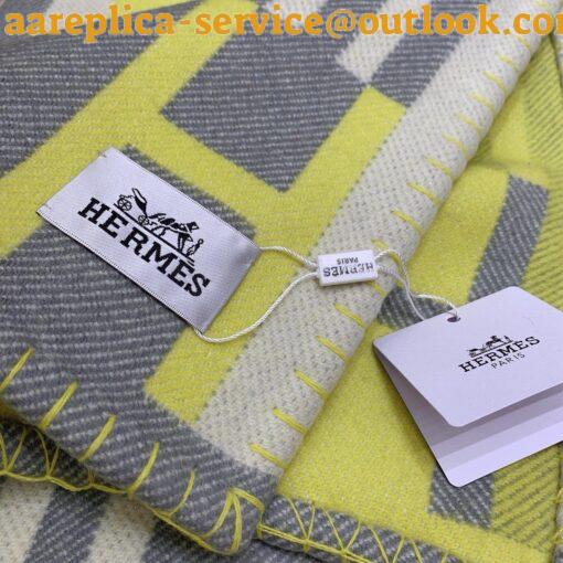 Replica Hermes Ithaque Blanket in Tilleul Wool and Cashmere 9