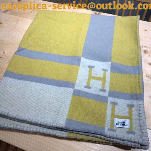 Replica Hermes Jaune Avalon Bayadere Throw Blanket 5