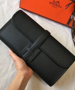 Replica Hermes Jige Elan 29 Clutch Bag In Black Epsom Leather