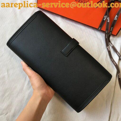 Replica Hermes Jige Elan 29 Clutch Bag In Black Epsom Leather 7