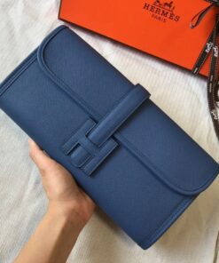 Replica Hermes Jige Elan 29 Clutch Bag In Blue Agate Epsom Leather