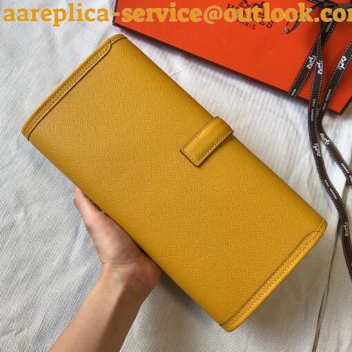 Replica Hermes Jige Elan 29 Clutch Bag In Yellow Epsom Leather 6