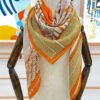 Replica Hermes Orange Dressage Tressage Shawl 140