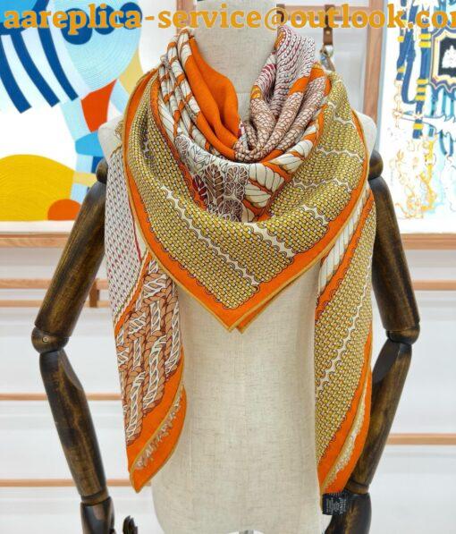 Replica Hermes Orange Dressage Tressage Shawl 140