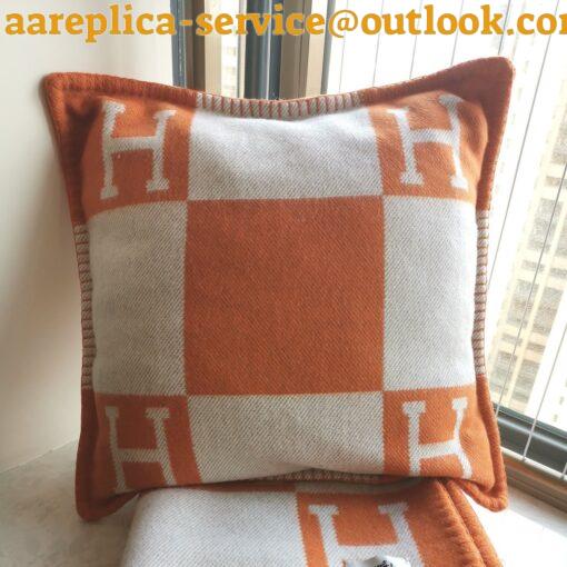 Replica Hermes Orange Small Avalon Pillow Cover 6