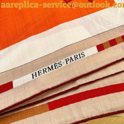 Replica Hermes Orange Voitures en Equilibre Shawl 140 7