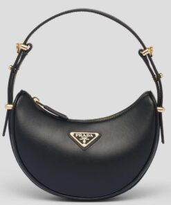 Replica Prada Arque Shoulder Bag with Flap in Black Leather 2