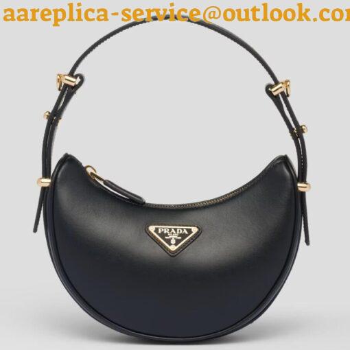 Replica Prada Arque Shoulder Bag with Flap in Black Leather 2