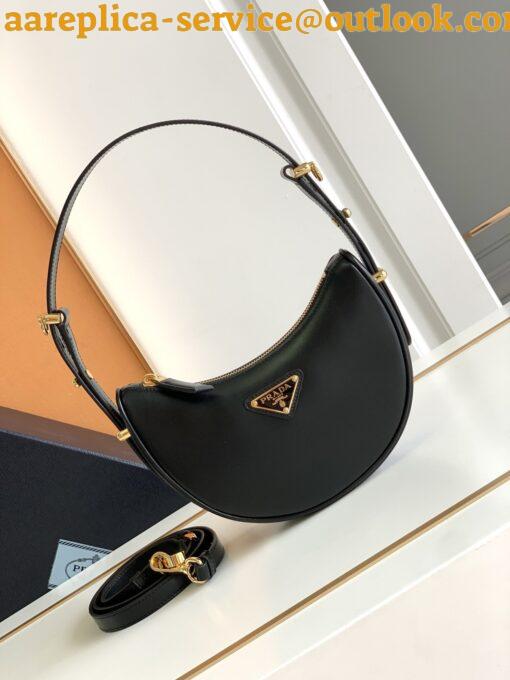 Replica Prada Arque Shoulder Bag with Flap in Black Leather 3