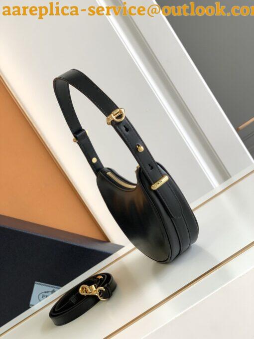 Replica Prada Arque Shoulder Bag with Flap in Black Leather 4