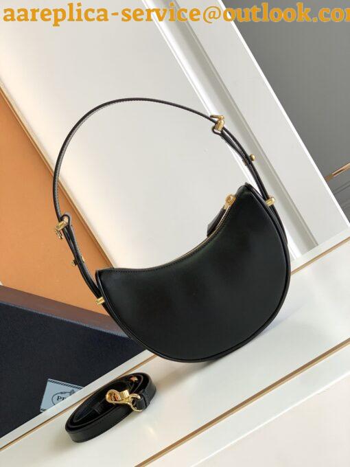 Replica Prada Arque Shoulder Bag with Flap in Black Leather 6