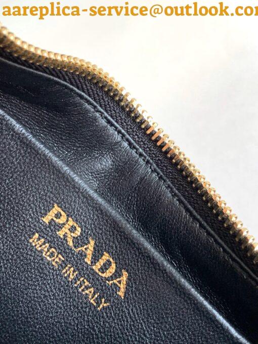 Replica Prada Arque Shoulder Bag with Flap in Black Leather 7