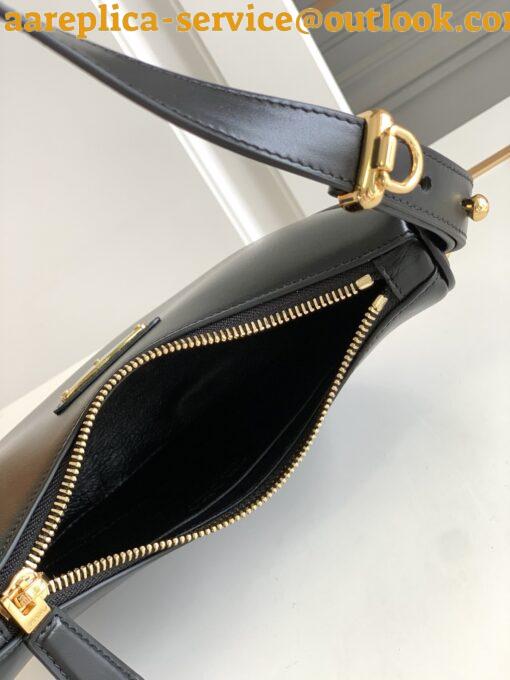 Replica Prada Arque Shoulder Bag with Flap in Black Leather 8