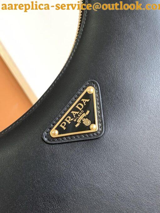 Replica Prada Arque Shoulder Bag with Flap in Black Leather 9