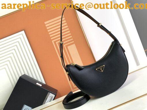 Replica Prada Arque Shoulder Bag with Flap in Black Leather 12