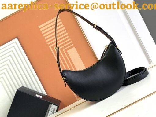 Replica Prada Arque Shoulder Bag with Flap in Black Leather 14