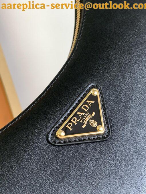 Replica Prada Arque Shoulder Bag with Flap in Black Leather 18