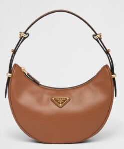 Replica Prada Arque Shoulder Bag in Brown Leather