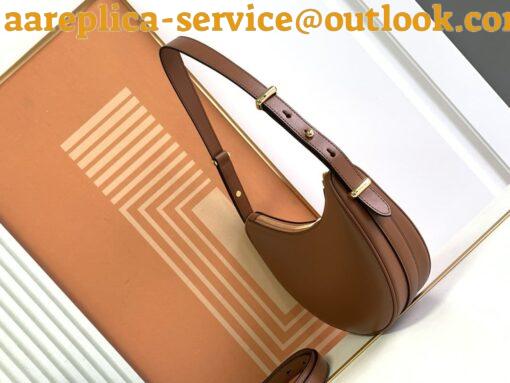 Replica Prada Arque Shoulder Bag with Flap in Brown Leather 3