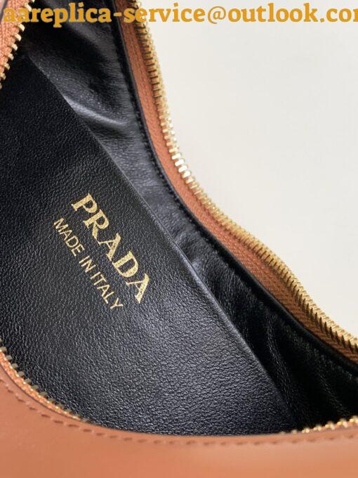 Replica Prada Arque Shoulder Bag with Flap in Brown Leather 9