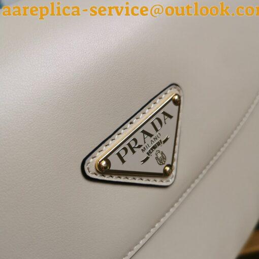 Replica Prada Arque Shoulder Bag with Flap in Beige Leather 3