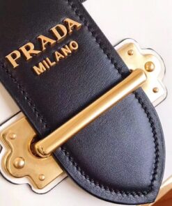 Replica Prada Cahier Shoulder Bag In White/Black Leather 2