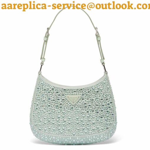 Replica Prada Cleo Bag In Aqua Satin with Cystal Appliques