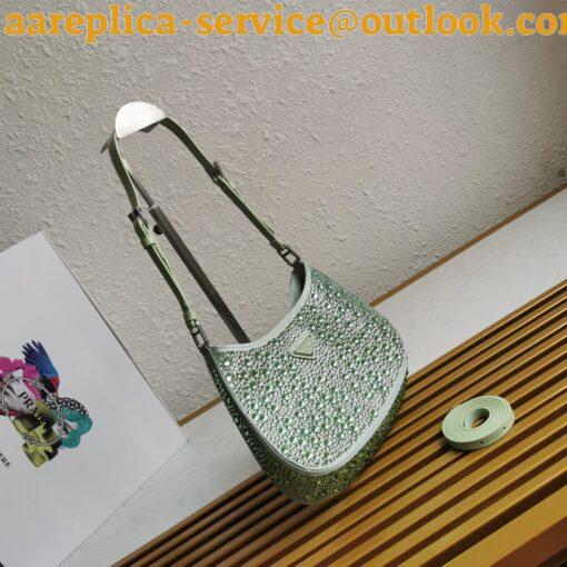 Replica Prada Cleo Bag In Aqua Satin with Cystal Appliques 5