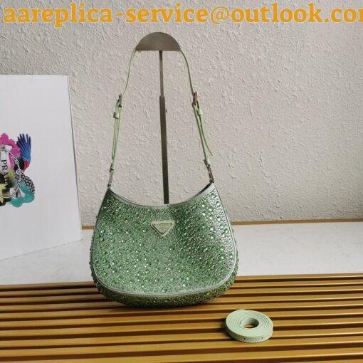 Replica Prada Cleo Bag In Aqua Satin with Cystal Appliques 7