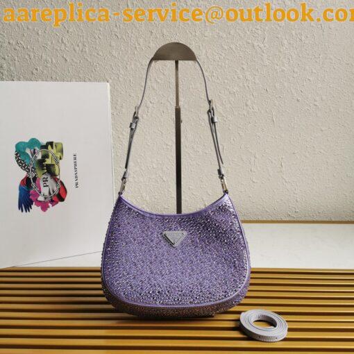 Replica Prada Cleo Bag In Wisteria Satin with Cystal Appliques 10